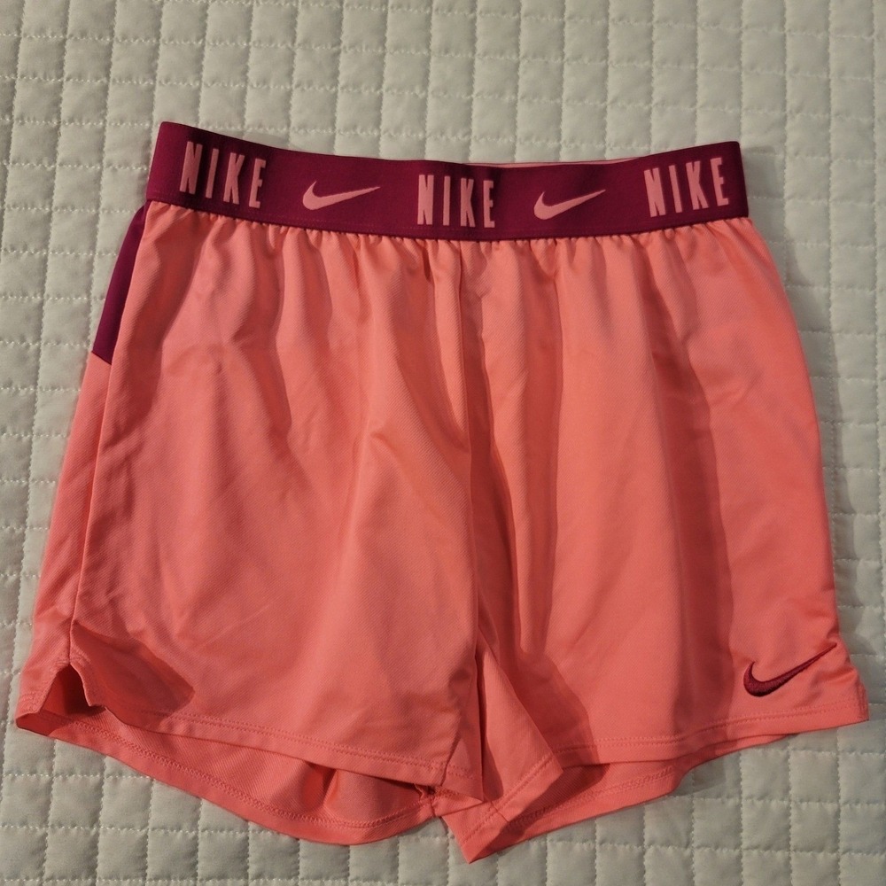 Nike Dri Fit Athletic Shorts Girl's L Coral Pink Burgundy Summer Spring Fun Cute